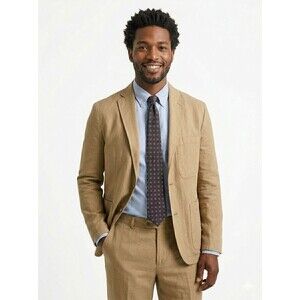 J Crew NWT Cotton Linen Chino Suit Jacket Khaki 36 Garment Dyed Blazer AX270